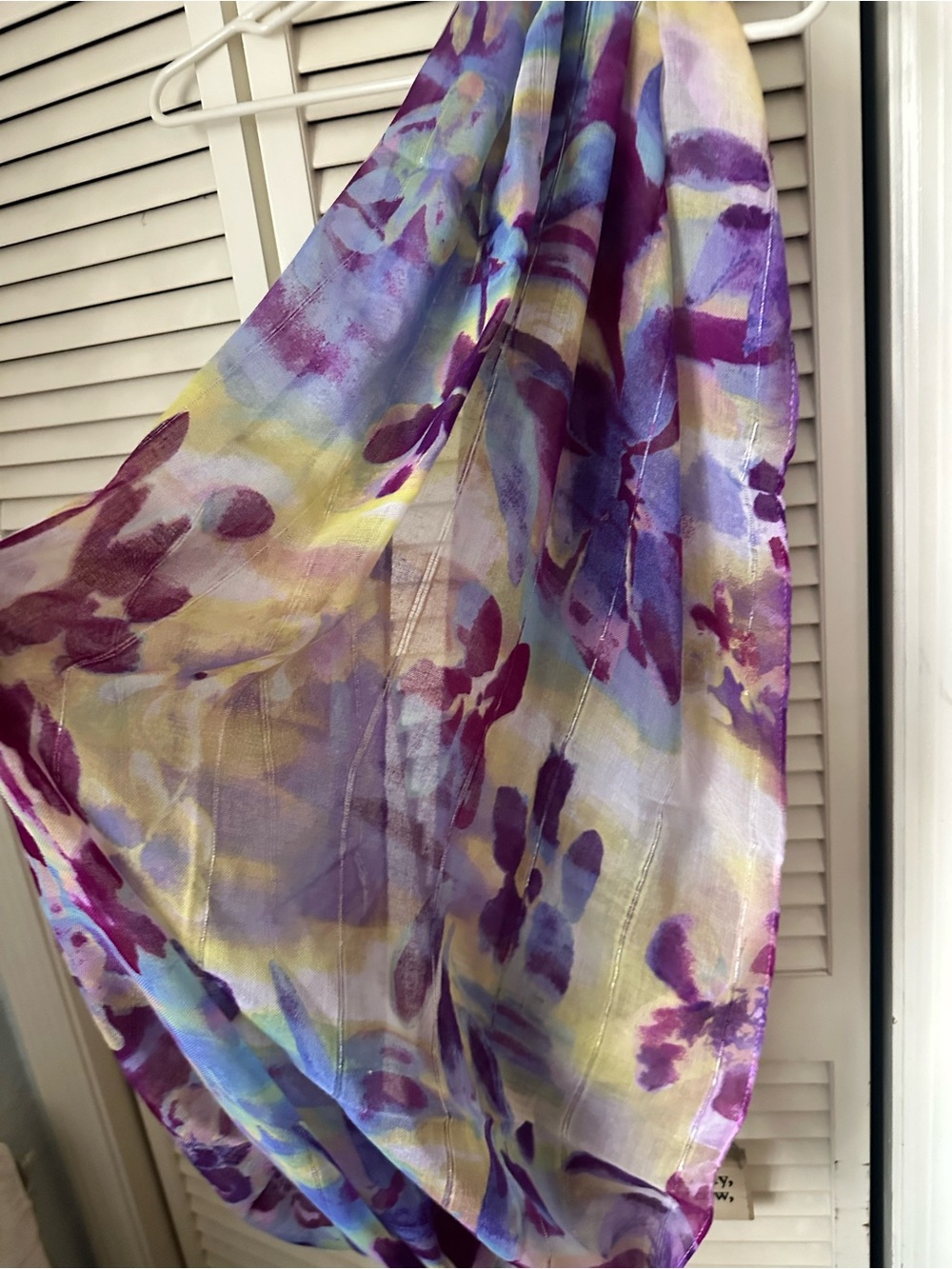 LG Purple and Blue Watercolor Floral Drapery Accent